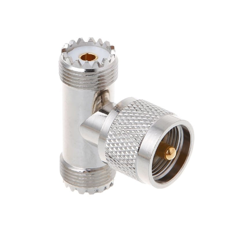 T-shape UHF Male PL259 To 2 UHF Female Adapter T-shape UHF Male PL259 To 2 UHF Female Adapter